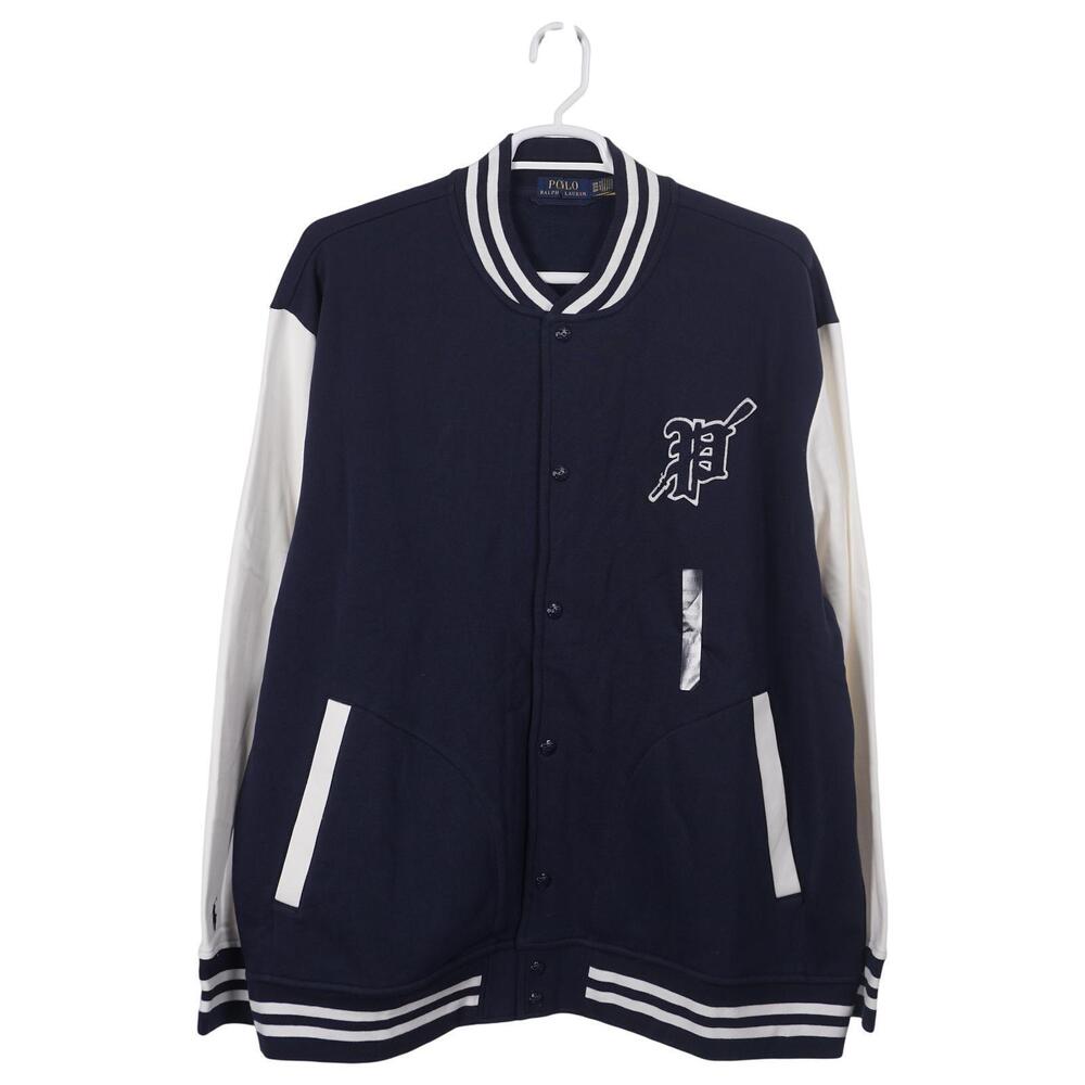 NWOT Polo Ralph Lauren Varsity Jacket 2XB Navy Blue Snap Letterman Baseball